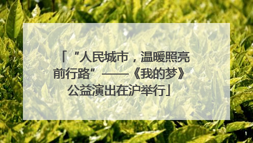 “人民城市，温暖照亮前行路”——《我的梦》公益演出在沪举行