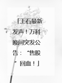 王石最新发声！万科晚间突发公告：“售股”回血！