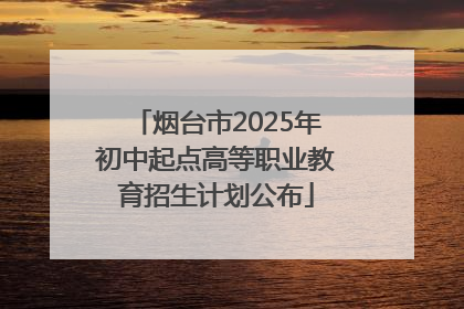 烟台市2025年初中起点高等职业教育招生计划公布