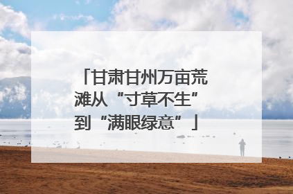 甘肃甘州万亩荒滩从“寸草不生”到“满眼绿意”