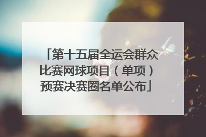 第十五届全运会群众比赛网球项目（单项）预赛决赛圈名单公布
