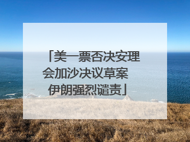 美一票否决安理会加沙决议草案 伊朗强烈谴责