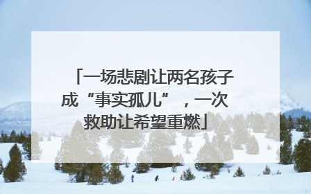 一场悲剧让两名孩子成“事实孤儿”，一次救助让希望重燃