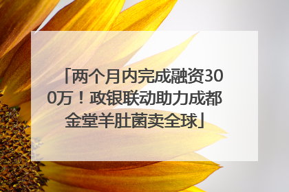 两个月内完成融资300万！政银联动助力成都金堂羊肚菌卖全球