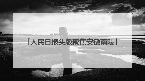 人民日报头版聚焦安徽南陵