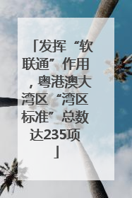 发挥“软联通”作用，粤港澳大湾区“湾区标准”总数达235项