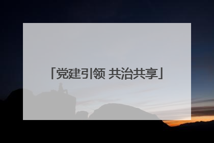 党建引领 共治共享