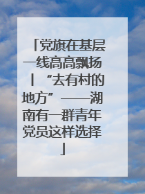 党旗在基层一线高高飘扬丨“去有村的地方”——湖南有一群青年党员这样选择