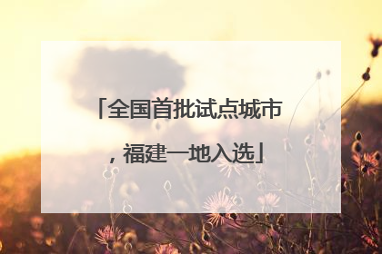 全国首批试点城市，福建一地入选