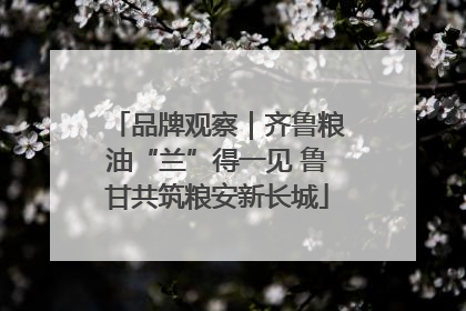 品牌观察｜齐鲁粮油“兰”得一见 鲁甘共筑粮安新长城