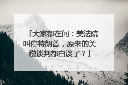 大家都在问：美法院叫停特朗普，原来的关税谈判都白谈了？