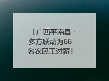 广西平南县：多方联动为66名农民工讨薪