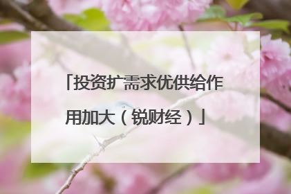 投资扩需求优供给作用加大（锐财经）