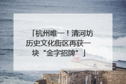 杭州唯一！清河坊历史文化街区再获一块“金字招牌”