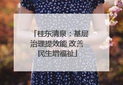 桂东清泉：基层治理提效能 改善民生增福祉