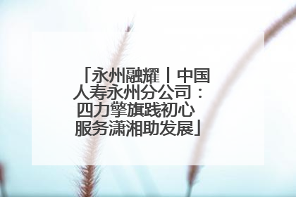 永州融耀丨中国人寿永州分公司：四力擎旗践初心 服务潇湘助发展