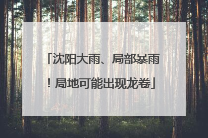 沈阳大雨、局部暴雨！局地可能出现龙卷