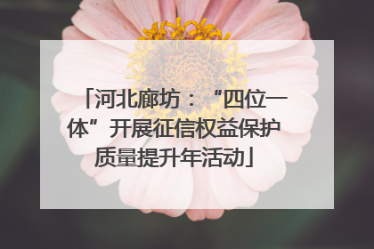 河北廊坊：“四位一体”开展征信权益保护质量提升年活动