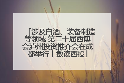 涉及白酒、装备制造等领域 第二十届西博会泸州投资推介会在成都举行丨数读西投