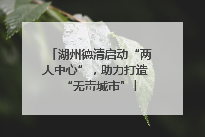 湖州德清启动“两大中心”，助力打造“无毒城市”