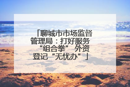 聊城市市场监督管理局：打好服务“组合拳” 外资登记“无忧办”