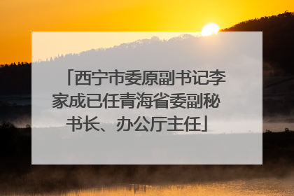 西宁市委原副书记李家成已任青海省委副秘书长、办公厅主任
