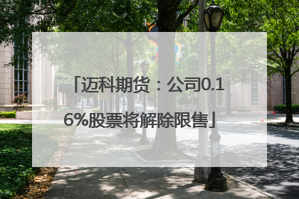 迈科期货：公司0.16%股票将解除限售