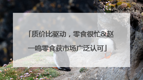 质价比驱动，零食很忙&赵一鸣零食获市场广泛认可