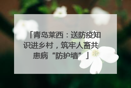 青岛莱西：送防疫知识进乡村，筑牢人畜共患病“防护墙”