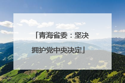 青海省委：坚决拥护党中央决定