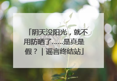 阴天没阳光，就不用防晒了……是真是假？｜谣言终结站