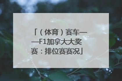 （体育）赛车——F1加拿大大奖赛：排位赛赛况