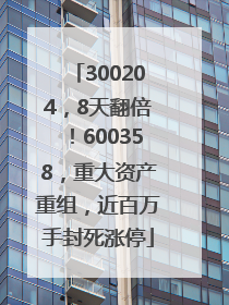 300204，8天翻倍！600358，重大资产重组，近百万手封死涨停