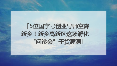 5位国字号创业导师空降新乡！新乡高新区这场孵化“问诊会”干货满满